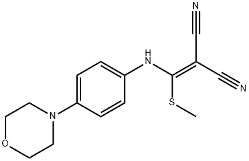 2-((METHYLTHIO)((4-MORPHOLINOPHENYL)AMINO)METHYLENE)MALONONITRILE Struktur