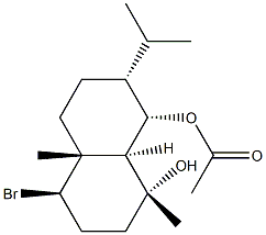 1,8-Naphthalenediol,4-bromodecahydro-1,4adimethyl- 7-(1-methylethyl)-,8-acetate,(1R,- 4R,4aR,7R,8S,8aS)- Structure