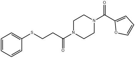 1-[4-(furan-2-carbonyl)piperazin-1-yl]-3-phenylsulfanylpropan-1-one Struktur