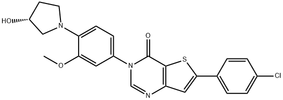 (R)-6-(4-氯苯基)-3-(4-(3-羟基吡咯烷-1-基)-3-甲氧苯基)噻吩并[3,2-D]嘧啶-4(3H)-酮,851690-21-6,结构式