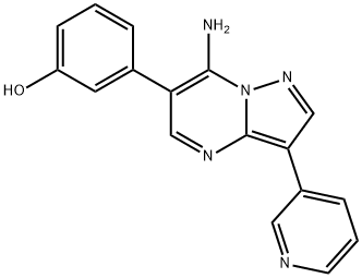 3-(7-amino-3-(pyridin-3-yl)pyrazolo[1,5-a]pyrimidin-6-yl)phenol,861249-77-6,结构式