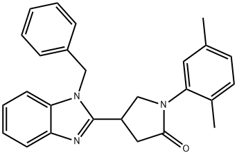 4-(1-benzyl-1H-benzo[d]imidazol-2-yl)-1-(2,5-dimethylphenyl)pyrrolidin-2-one Struktur