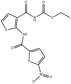 ethyl (2-(5-nitrothiophene-2-carboxamido)thiophene-3-carbonyl)carbamate 化学構造式