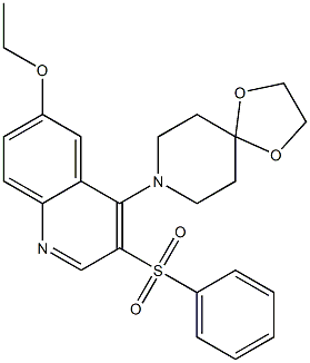 8-[3-(benzenesulfonyl)-6-ethoxyquinolin-4-yl]-1,4-dioxa-8-azaspiro[4.5]decane 化学構造式