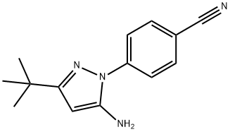 4-(5-Amino-3-tert-butyl-pyrazol-1-yl)-benzonitrile 化学構造式