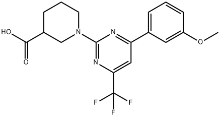 1-[4-(3-methoxyphenyl)-6-(trifluoromethyl)pyrimidin-2-yl]piperidine-3-carboxylic acid Structure