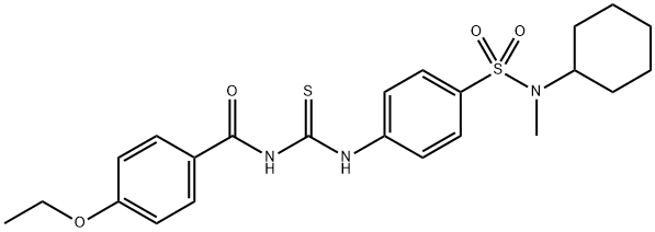 N-{[(4-{[cyclohexyl(methyl)amino]sulfonyl}phenyl)amino]carbonothioyl}-4-ethoxybenzamide 化学構造式