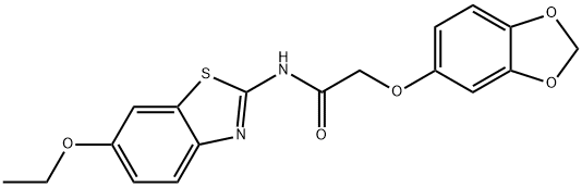 2-(1,3-benzodioxol-5-yloxy)-N-(6-ethoxy-1,3-benzothiazol-2-yl)acetamide Struktur