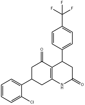 7-(2-chlorophenyl)-4-[4-(trifluoromethyl)phenyl]-1,3,4,6,7,8-hexahydroquinoline-2,5-dione 结构式