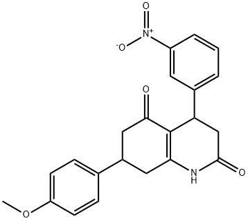 7-(4-methoxyphenyl)-4-(3-nitrophenyl)-1,3,4,6,7,8-hexahydroquinoline-2,5-dione Struktur