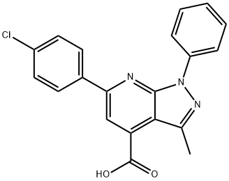 6-(4-Chloro-phenyl)-3-methyl-1-phenyl-1H-pyrazolo[3,4-b]pyridine-4-carboxylic acid 结构式