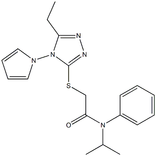 2-[(5-ethyl-4-pyrrol-1-yl-1,2,4-triazol-3-yl)sulfanyl]-N-phenyl-N-propan-2-ylacetamide 结构式