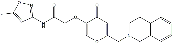 2-[6-(3,4-dihydro-1H-isoquinolin-2-ylmethyl)-4-oxopyran-3-yl]oxy-N-(5-methyl-1,2-oxazol-3-yl)acetamide 结构式