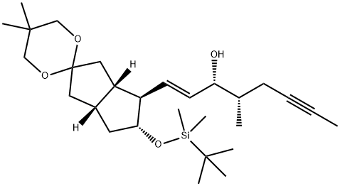 (1E,3R,4S)-1-[(3aS,4R,5R,6aR)-5-[[(1,1-Dimethylethyl)dimethylsilyl]oxy]hexahydro-5,5-dimethylspiro[1,3-dioxane-2,2(1H)-pentalen]-4-yl]-4-methyl-1-octen-6-yn-3-ol Structure
