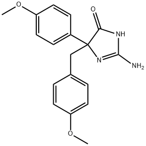 2-amino-5-(4-methoxyphenyl)-5-[(4-methoxyphenyl)methyl]-4,5-dihydro-1H-imidazol-4-one 结构式