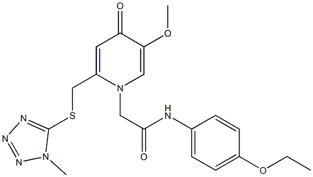 N-(4-ethoxyphenyl)-2-[5-methoxy-2-[(1-methyltetrazol-5-yl)sulfanylmethyl]-4-oxopyridin-1-yl]acetamide 化学構造式