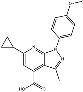 6-环丙基-1-(4-甲氧基苯基)-3-甲基-1H-吡唑并[3,4-B]吡啶-4-羧酸, 937600-18-5, 结构式