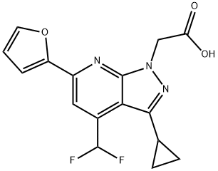 2-[3-Cyclopropyl-4-(difluoromethyl)-6-(2-furyl)pyrazolo[3,4-b]pyridin-1-yl]acetic acid Structure