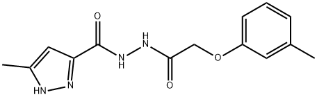 3-methyl-N'-[(3-methylphenoxy)acetyl]-1H-pyrazole-5-carbohydrazide Structure