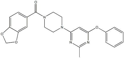 1,3-benzodioxol-5-yl-[4-(2-methyl-6-phenoxypyrimidin-4-yl)piperazin-1-yl]methanone 结构式