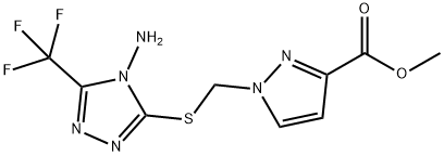 methyl 1-({[4-amino-5-(trifluoromethyl)-4H-1,2,4-triazol-3-yl]thio}methyl)-1H-pyrazole-3-carboxylate Struktur