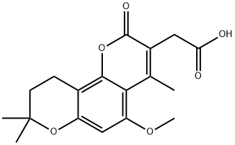 2-(5-methoxy-4,8,8-trimethyl-2-oxo-9,10-dihydropyrano[2,3-h]chromen-3-yl)acetic acid Structure