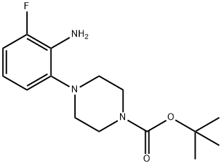 TERT-ブチル 4-(2-アミノ-3-フルオロフェニル)ピペラジン-1-カルボキシレート 化学構造式
