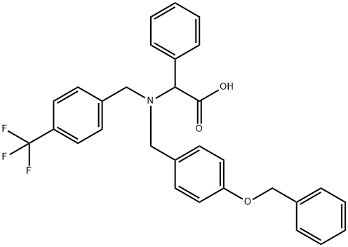 2-({[4-(benzyloxy)phenyl]methyl}({[4-(trifluoromethyl)phenyl]methyl})amino)-2-phenylacetic acid Struktur