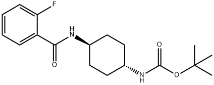 TERT-ブチル (1R*,4R*)-4-(2-フルオロベンズアミド)シクロヘキシルカルバメート 化学構造式