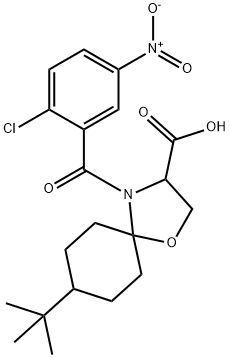 8-tert-butyl-4-(2-chloro-5-nitrobenzoyl)-1-oxa-4-azaspiro[4.5]decane-3-carboxylic acid Struktur