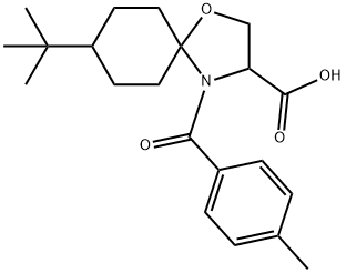 8-tert-butyl-4-(4-methylbenzoyl)-1-oxa-4-azaspiro[4.5]decane-3-carboxylic acid 结构式