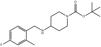 TERT-ブチル 4-(4-フルオロ-2-メチルベンジルアミノ)ピペリジン-1-カルボキシレート 化学構造式