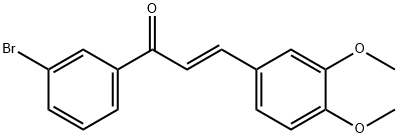 (2E)-1-(3-ブロモフェニル)-3-(3,4-ジメトキシフェニル)プロプ-2-エン-1-オン 化学構造式