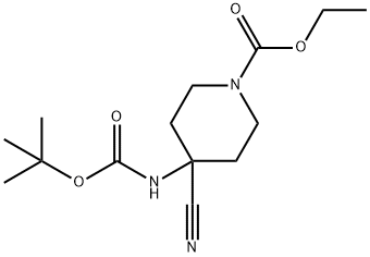 ethyl 4-{[(tert-butoxy)carbonyl]amino}-4-cyanopiperidine-1-carboxylate Structure