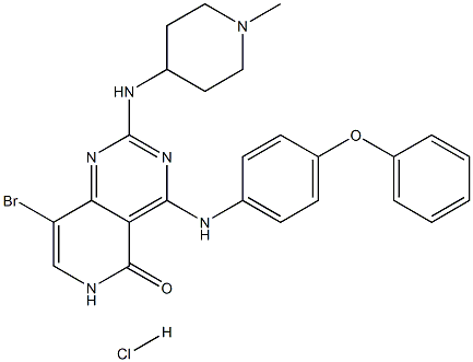 8-Bromo-2-(1-methyl-piperidin-4-ylamino)-4-(4-phenoxy-phenylamino)-6H-pyrido[4,3-d]pyrimidin-5-one hydrochloride Struktur