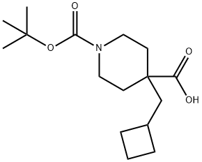 1-(tert-Butoxycarbonyl)-4-(cyclobutylmethyl)piperidine-4-carboxylic acid Struktur
