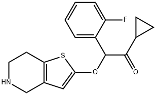 1-Cyclopropyl-2-(2-fluorophenyl)-2-((4,5,6,7-tetrahydrothieno[3,2-c]pyridin-2-yl)oxy)ethanone 结构式