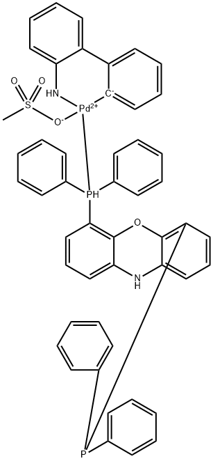 Methanesulfonato[4,6-bis(diphenylphosphino)phenoxazine](2'-amino-1,1'-biphenyl-2-yl)palladium(II) Structure