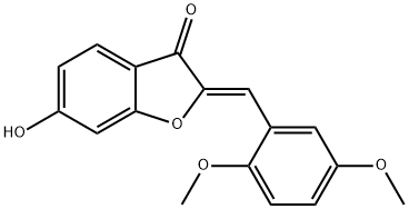 (2Z)-2-(2,5-ジメトキシベンジリデン)-6-ヒドロキシ-1-ベンゾフラン-3(2H)-オン 化学構造式