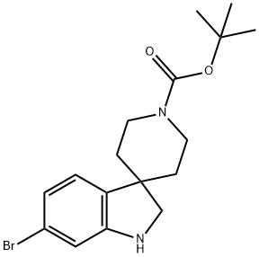 TERT-ブチル 6-ブロモ-1,2-ジヒドロスピロ[インドール-3,4'-ピペリジン]-1'-カルボキシレート 化学構造式