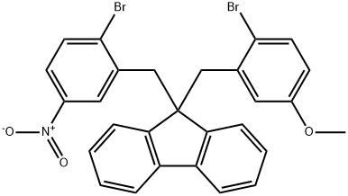 9H-Fluorene, 9-[(2-bromo-5-methoxyphenyl)methyl]-9-[(2-bromo-5-nitrophenyl)methyl]- 结构式