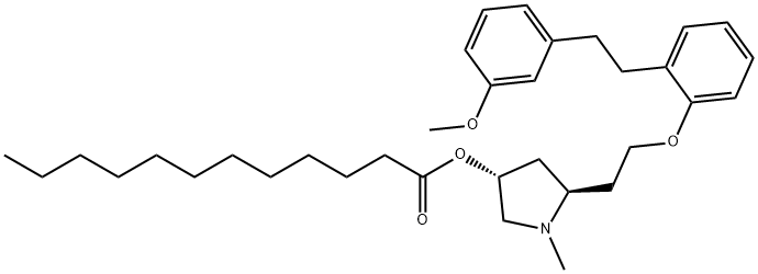 Dodecanoic acid, (3R,5R)-5-[2-[2-[2-(3-methoxyphenyl)ethyl]phenoxy]ethyl]-1-methyl-3-pyrrolidinyl ester Structure