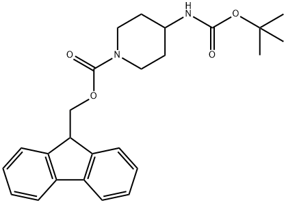 (9H-Fluoren-9-yl)methyl 4-((tert-butoxycarbonyl)amino)piperidine-1-carboxylate 化学構造式