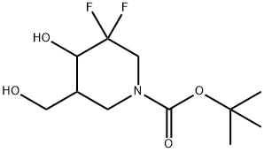 tert-butyl 3,3-difluoro-4-hydroxy-5-(hydroxymethyl)piperidine-1-carboxylate Struktur