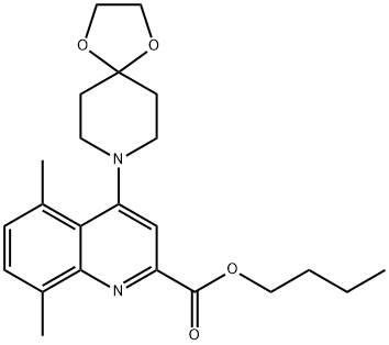 butyl 5,8-dimethyl-4-(1,4-dioxa-8-azaspiro[4.5]decan-8-yl)quinoline-2-carboxylate 结构式