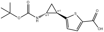 5-[trans-2-{[(tert-butoxy)carbonyl]amino}cyclopropyl]thiophene-2-carboxylic acid Structure