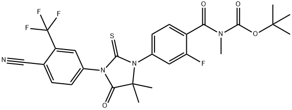 tert-butyl (4-(3-(4-cyano-3-(trifluoromethyl)phenyl)-5,5-dimethyl-4-oxo-2-thioxoimidazolidin-1-yl)-2-fluorobenzoyl)(methyl)carbamate 结构式