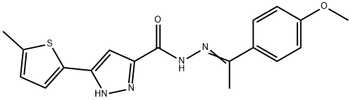 (Z)-N-(1-(4-methoxyphenyl)ethylidene)-3-(5-methylthiophen-2-yl)-1H-pyrazole-5-carbohydrazide,303106-47-0,结构式