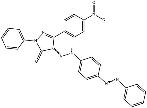 5-(4-nitrophenyl)-2-phenyl-4-{[4-(phenyldiazenyl)phenyl]hydrazono}-2,4-dihydro-3H-pyrazol-3-one 结构式