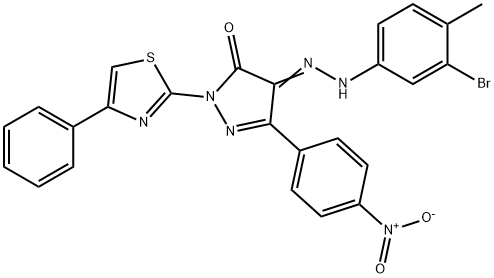 4-[(3-bromo-4-methylphenyl)hydrazono]-5-(4-nitrophenyl)-2-(4-phenyl-1,3-thiazol-2-yl)-2,4-dihydro-3H-pyrazol-3-one Structure